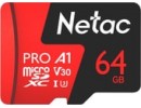 Носитель информации Netac P500 Extreme PRO 64GB MicroSDXC V30/A1/C10 up to 100MB/s, retail pack with SD Adapter (NT02P500PRO-064G-R)