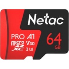 Носитель информации Netac P500 Extreme PRO 64GB MicroSDXC V30/A1/C10 up to 100MB/s, retail pack with SD Adapter (NT02P500PRO-064G-R)