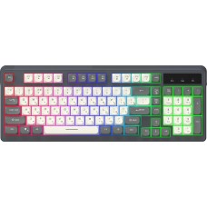 Клавиатура Оклик 731G серый/белый USB Multimedia for gamer LED каб.:1.5м