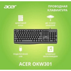 Клавиатура Acer OKW301 черный USB (ZL.KBDCC.01A) каб.:1.8м