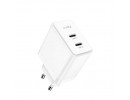 Зарядное устройство (блок питания) CUDY CH40 (2*USB-C, 40W, GaN, PD 3.0, QC 3.0, PPS)