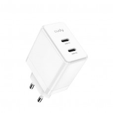 Зарядное устройство (блок питания) CUDY CH40 (2*USB-C, 40W, GaN, PD 3.0, QC 3.0, PPS)