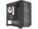 Корпус MicroATX без БП Project X Rhino (Tempered Glass, 1xUSB 2.0, 2xUSB-A 3.2 5Гбит/с, 3x120mm FAN(4 ARGB Fan included), HD Audio+Mic, 2x3.5", 2x2.5", VGA MAX 340mm, CPU MAX 160mm, пылевые фильтры) Black 